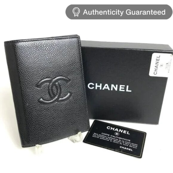 CHANEL Handbags - Authentic CHANEL CC Timeless Caviar Passport Holder Agenda Case Black Leather